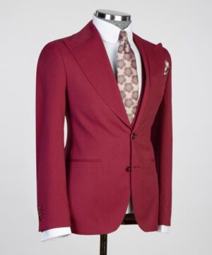 ox blood braided Male suit