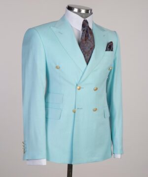 Turkoise  breasted suit for men