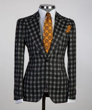 black stripped check  suit for men