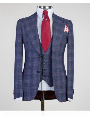 stripped check  suit for men