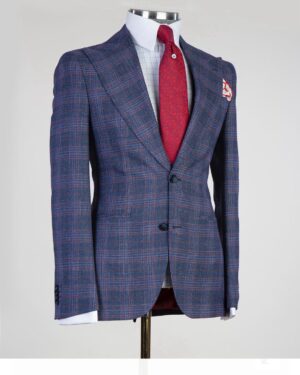 stripped check  suit for men