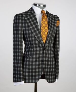 black stripped check  suit for men