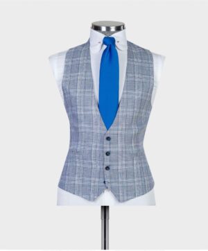 light gray stripped check  suit for men