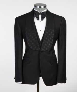 black satin collar suit for men